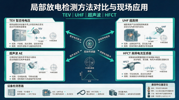 TEV、UHF、超聲波與HFCT局放檢測(cè)方法的區(qū)別及現(xiàn)場(chǎng)選型